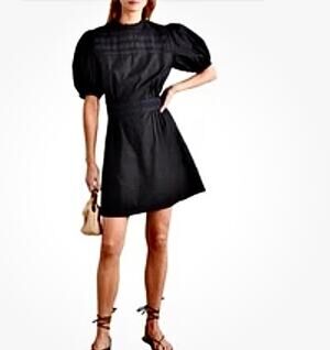 NWOT Matin Australia Black 100% Cotton Voile Este Lace Mini Dress AU 10 or US 6